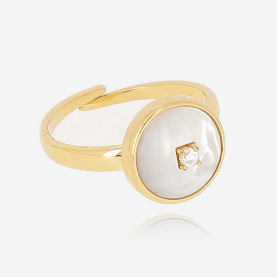 Zag Bijoux 24K Gold Plated Stainless Steel Surgical Ring/ SRM22054-01SEL