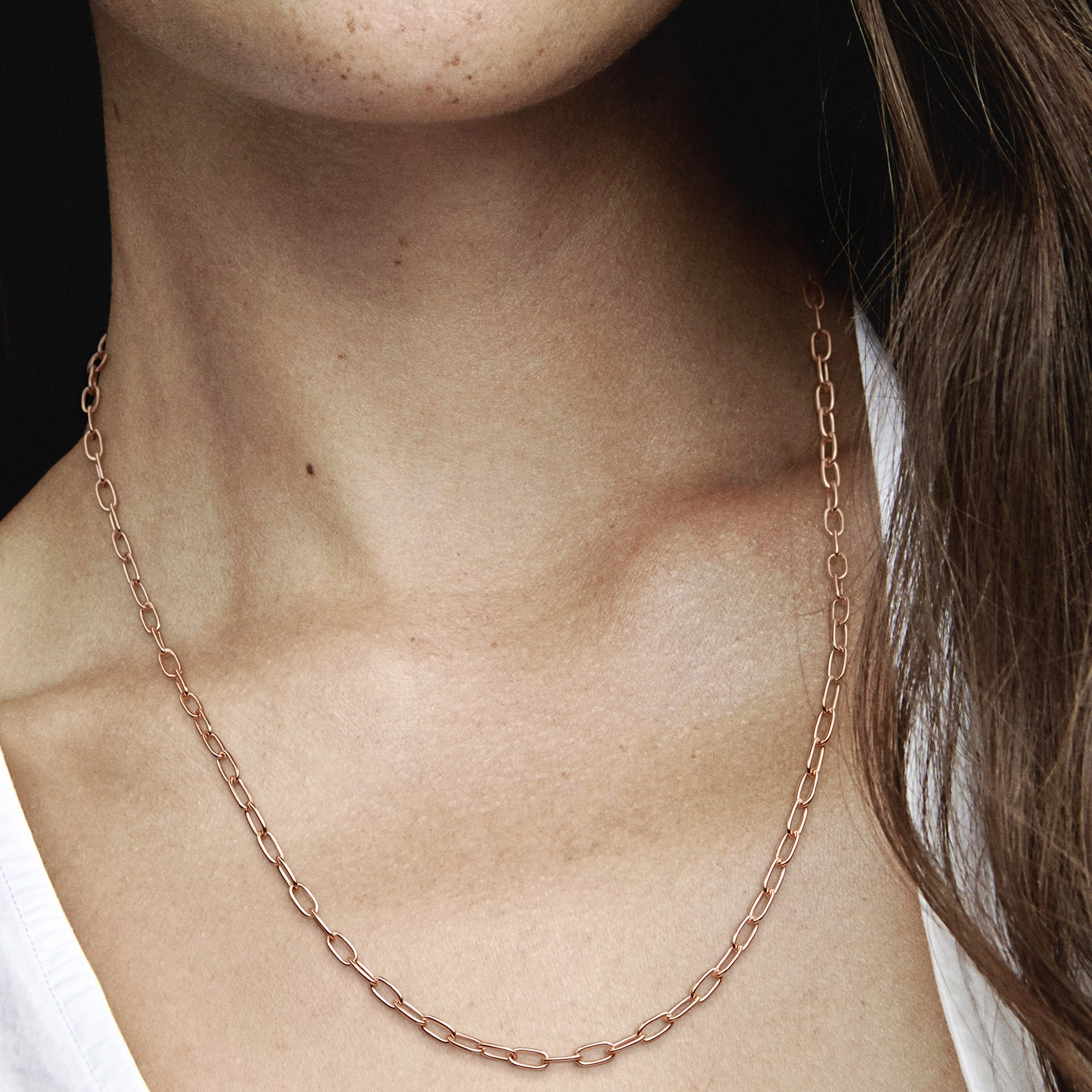 PANDORA Moments 14K Rose Gold Plated Silver Necklace/ 389410C00-50