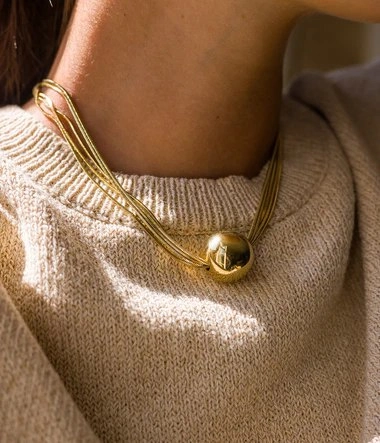 Zag Bijoux 24K Gold Plated Stainless Steel Surgical Necklace/ SNS24227-01UNI
