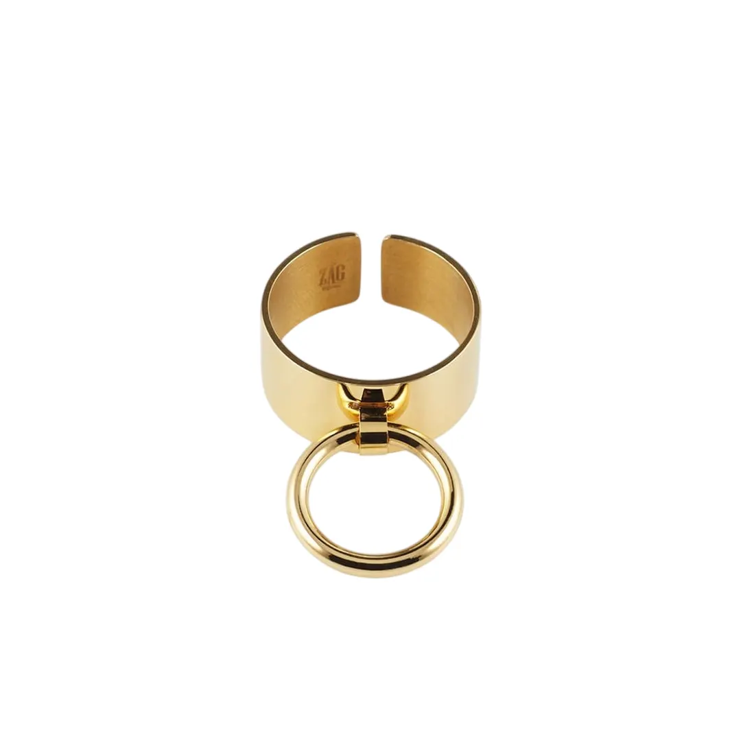 Zag Bijoux 24K Gold Plated Stainless Steel Surgical Ring/ SRR9552-01UNI