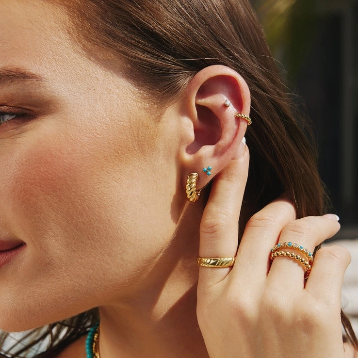 Ania Haie 14K Ոսկեպատ Արծաթյա Ականջօղ/ E063-04G