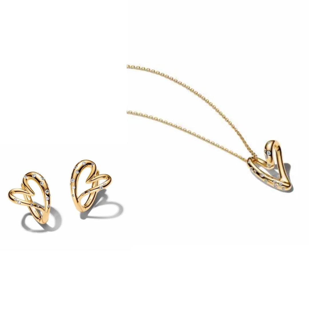 Pandora Essence 14K Gold Plated Earring and Necklace