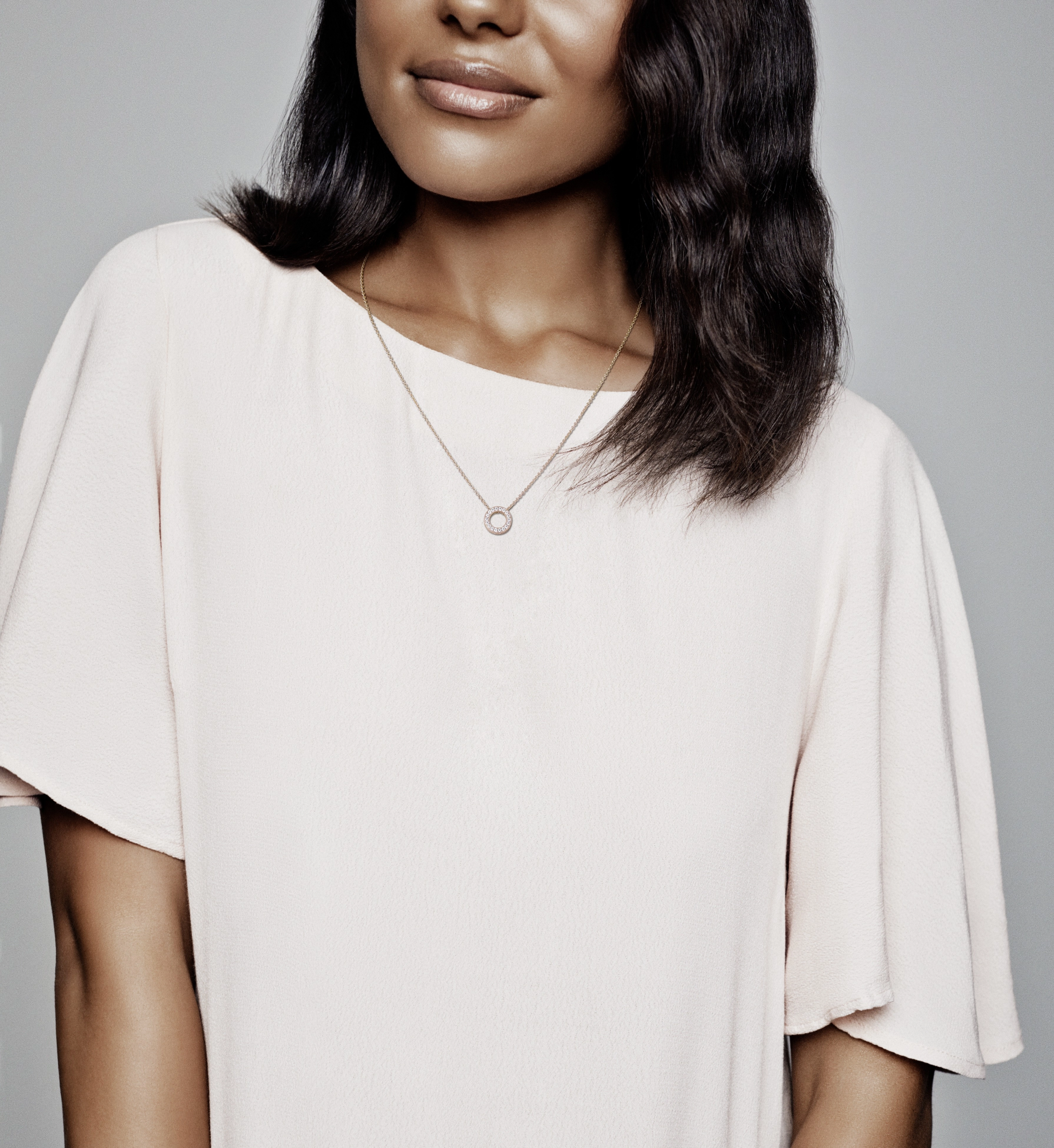 PANDORA Rose серебряное ожерелье с покрытием 14К розового золота/ 387436C01-45