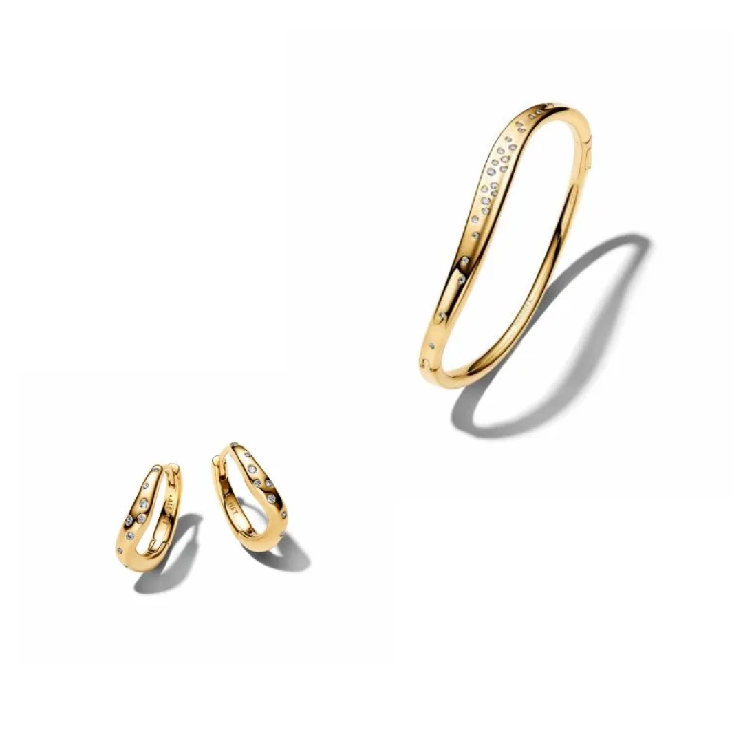 Pandora Essence 14K Gold Plated Earring and Bracelet