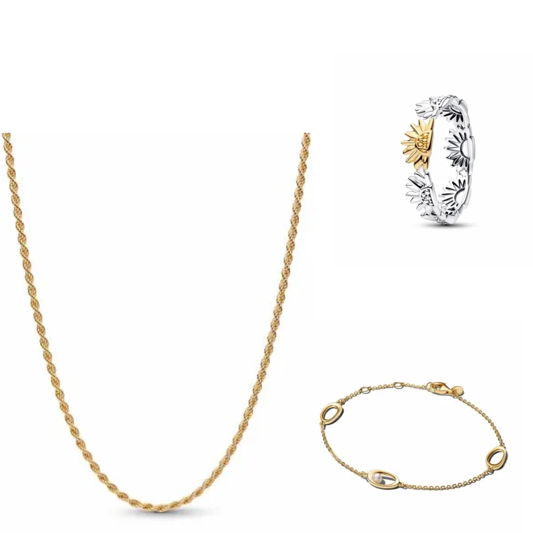 Pandora Moments 14K Gold Plated Silver Set