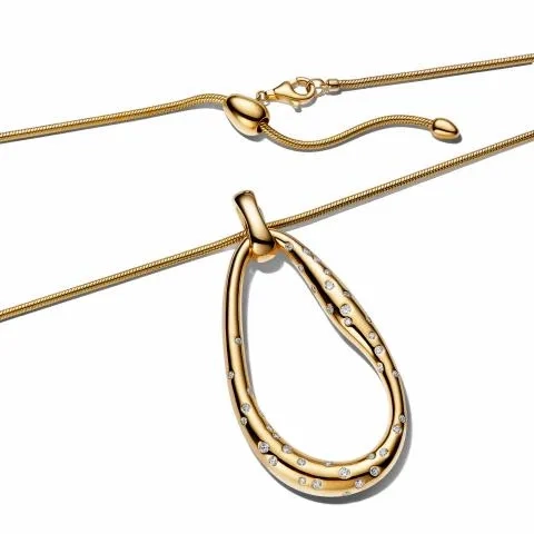 Pandora Essence 14K Gold Plated Earring and Necklace