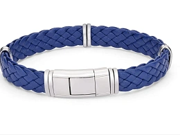 Black braided leather bracelet with semi-finished