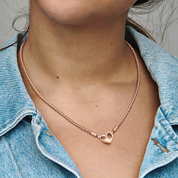 PANDORA Moments 14K Rose Gold Plated Silver Necklace/ 382451C00-45