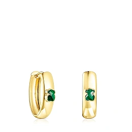 SILVER GOLD PLATED EARRINGS MALACHITE
