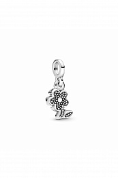 Flower sterling silver dangle charm withcerise cry