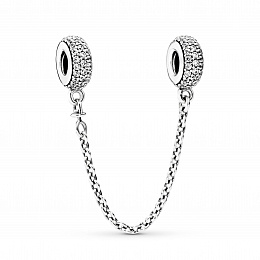 Silver safety chain with clear cubic zirconia