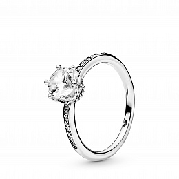 Crown sterling silver ring with clear cubiczirconi