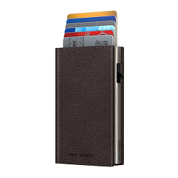 Wallet CLICK & SLIDE Sleek Nappa Brown/Silver
