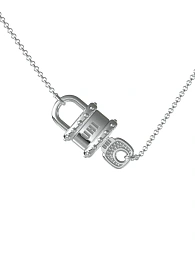 Minimalistic Lock and Key Silver Necklace / Lock3