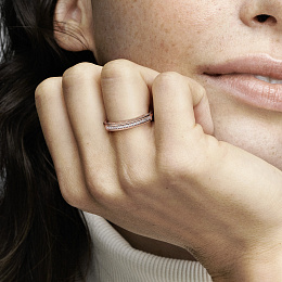 PANDORA Rose 14K Rose Gold Plated Silver Ring/ 182283C01-54