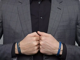 Black braided leather bracelet with semi-finished