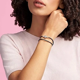 PANDORA Moments Կաշվե Արծաթյա Թևնոց/ 590745CBK-D2