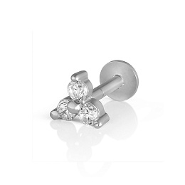 Cubic Zirconia Trinity Tragus Piercing with Screw 